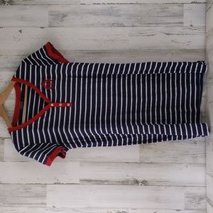 Lauren Ralph Lauren blue white striped tshirt dress embroidered logo Size Large